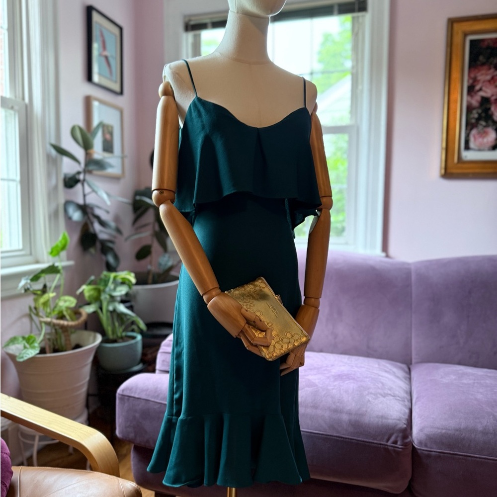 LIKELY Deep Teal Ruffle Slip Dress – Size 00